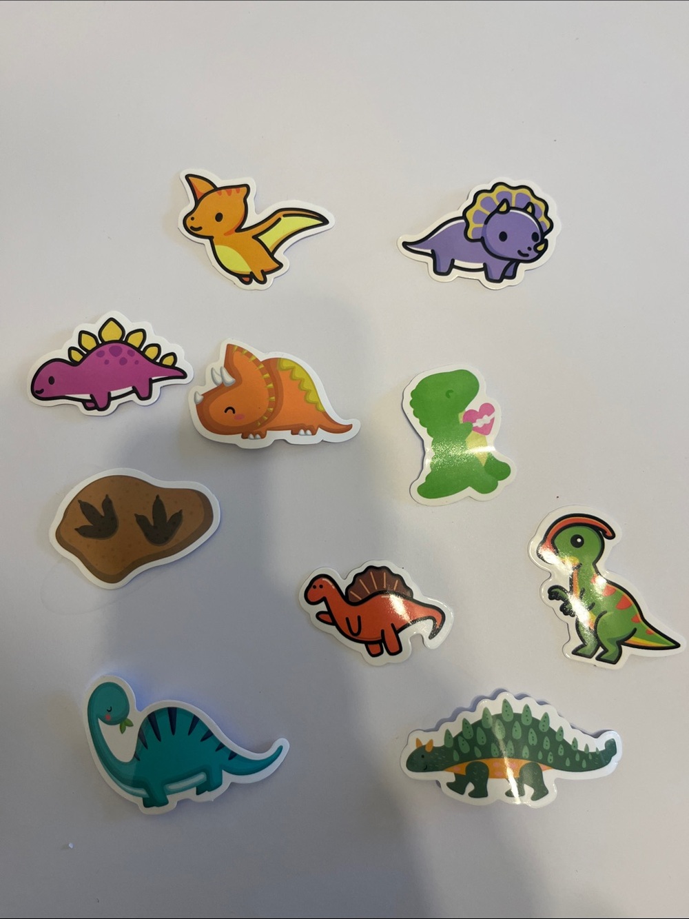 Cute Colorful Dinosaur Sticker Set - Green, Purple, Orange, Pink, Teal